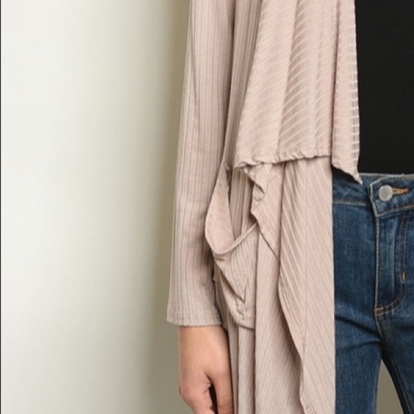 NWT Taupe Open Front Cardigan Size Large - Picture 4 of 5